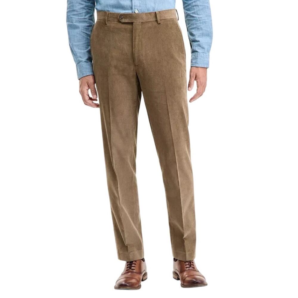 Tommy Hilfiger Men's Taupe Solid Corduroy Cotton Modern-Fit Pants Size 44x30